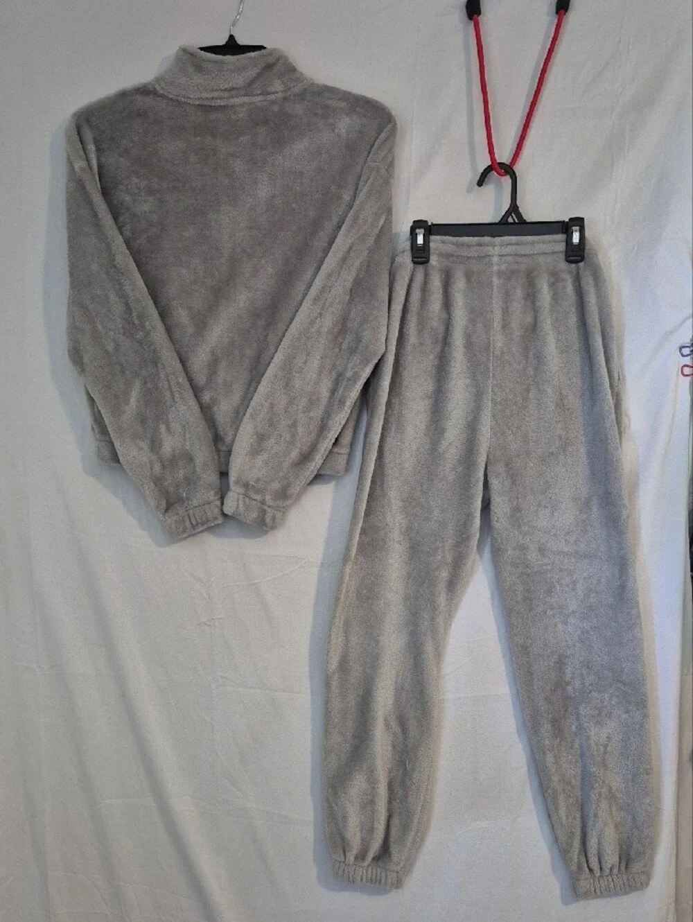 Disney Grey Plush Pooh Jogger Set with Green Embroidery
